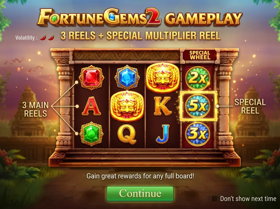Fortune Gems 2 Lucky Wheel feature with a golden guardian mask at the centre and colourful prize segments around the circular wheel.